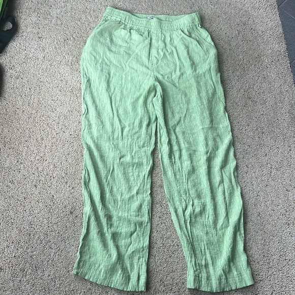 Madewell Crinkled Crepe Straight-Leg Crop Pants Green Size Medium - Picture 3 of 11